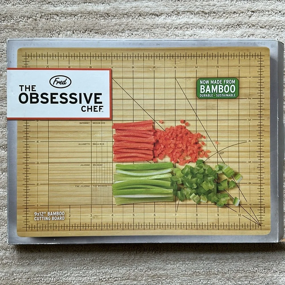Fred OBSESSIVE CHEF Cutting Board Bamboo Cutting Board 9” x 12”